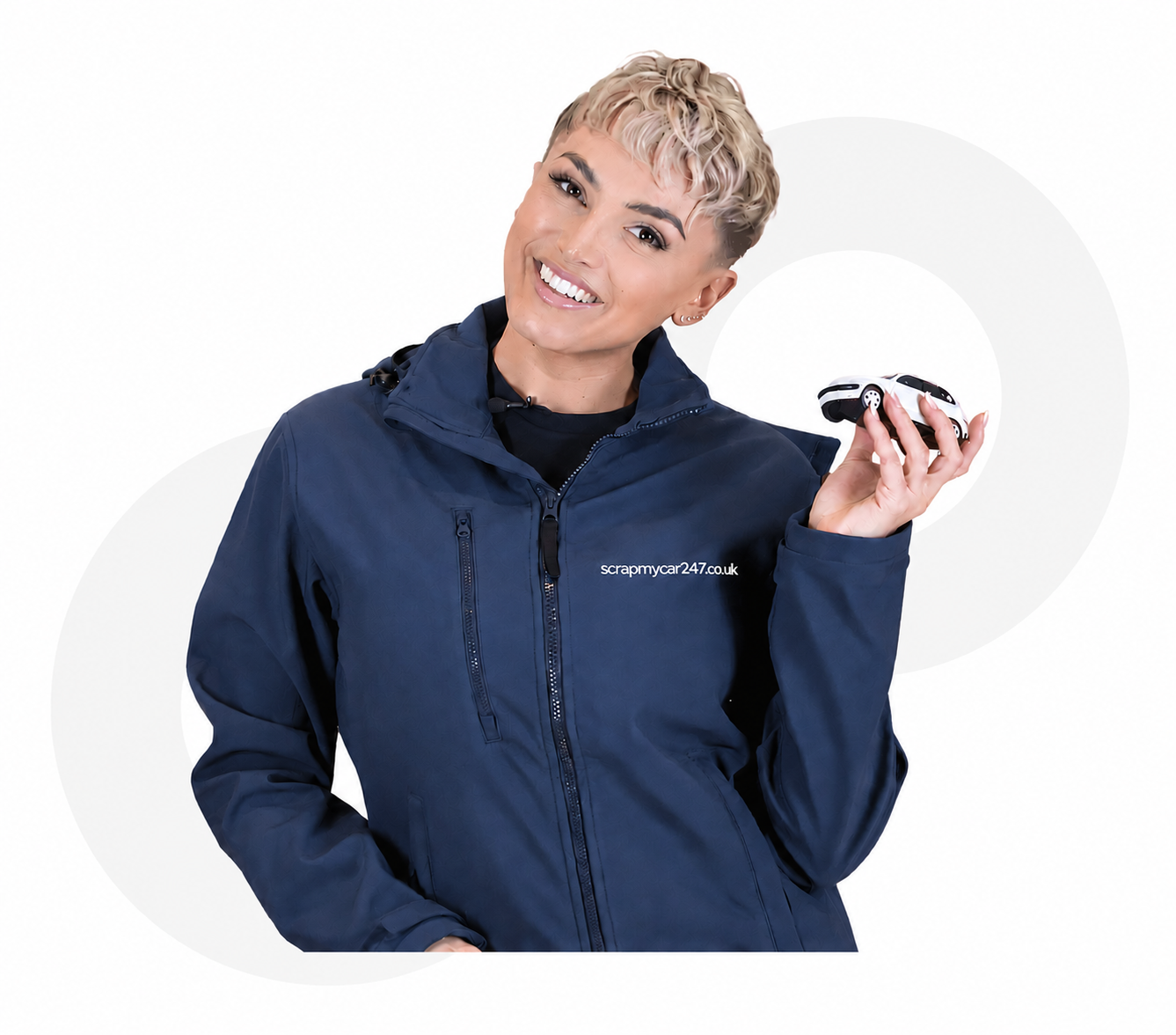 Woman holding toy car